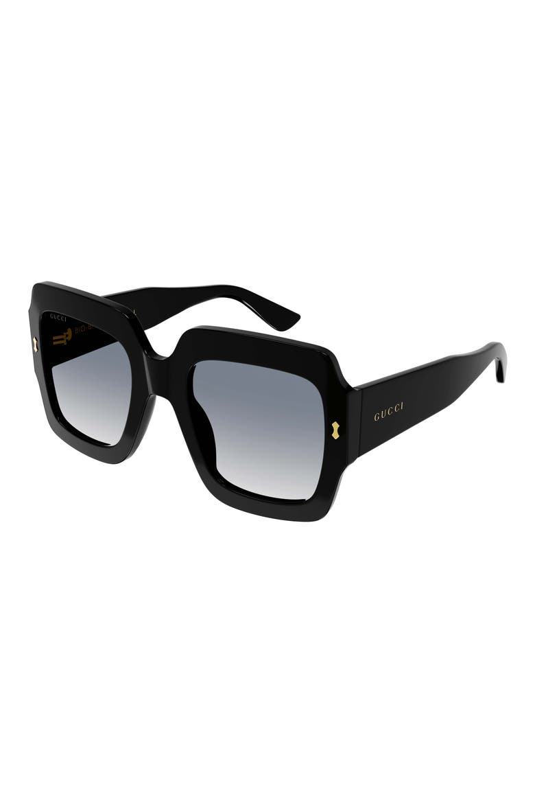53mm Square Sunglasses, Main, color, BLACK