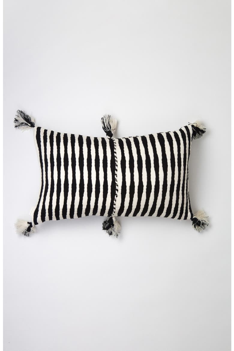 Antigua Classic Striped Handwoven Cotton Throw Pillow, Main, color, Black and Ivory