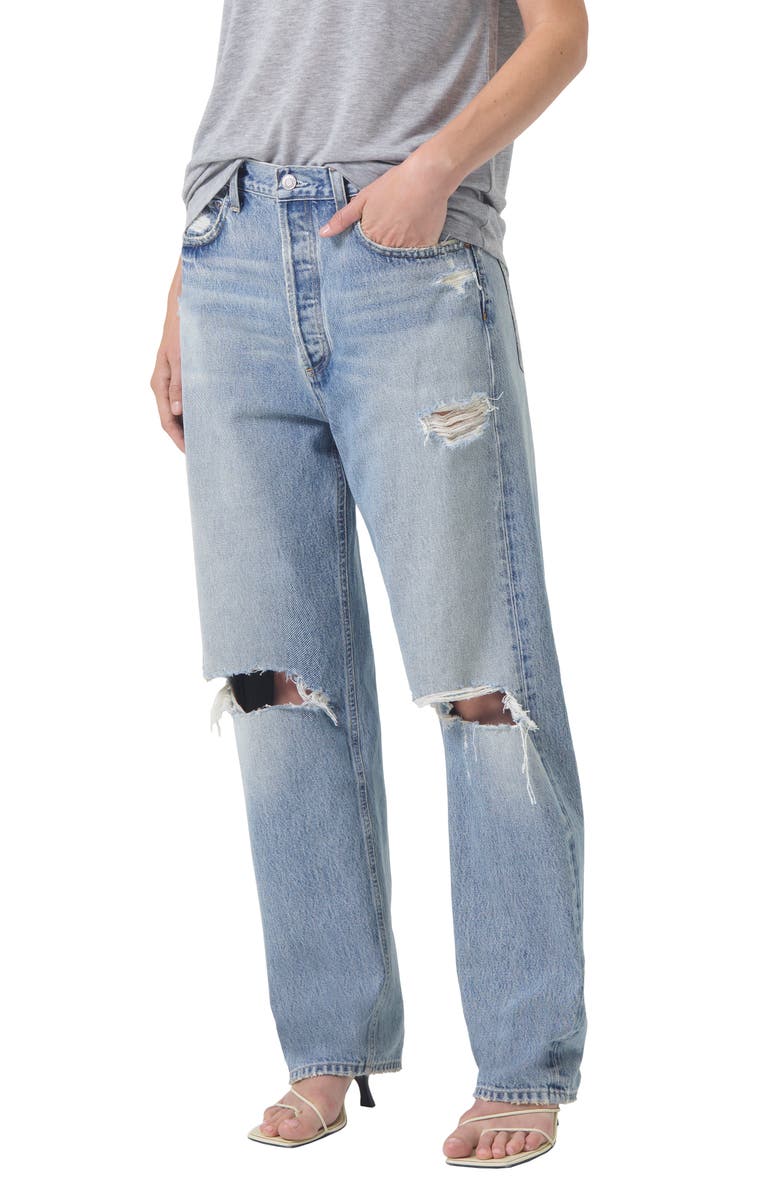 AGOLDE '90s Ripped Mid Rise Straight Leg Jeans, Alternate, color, 