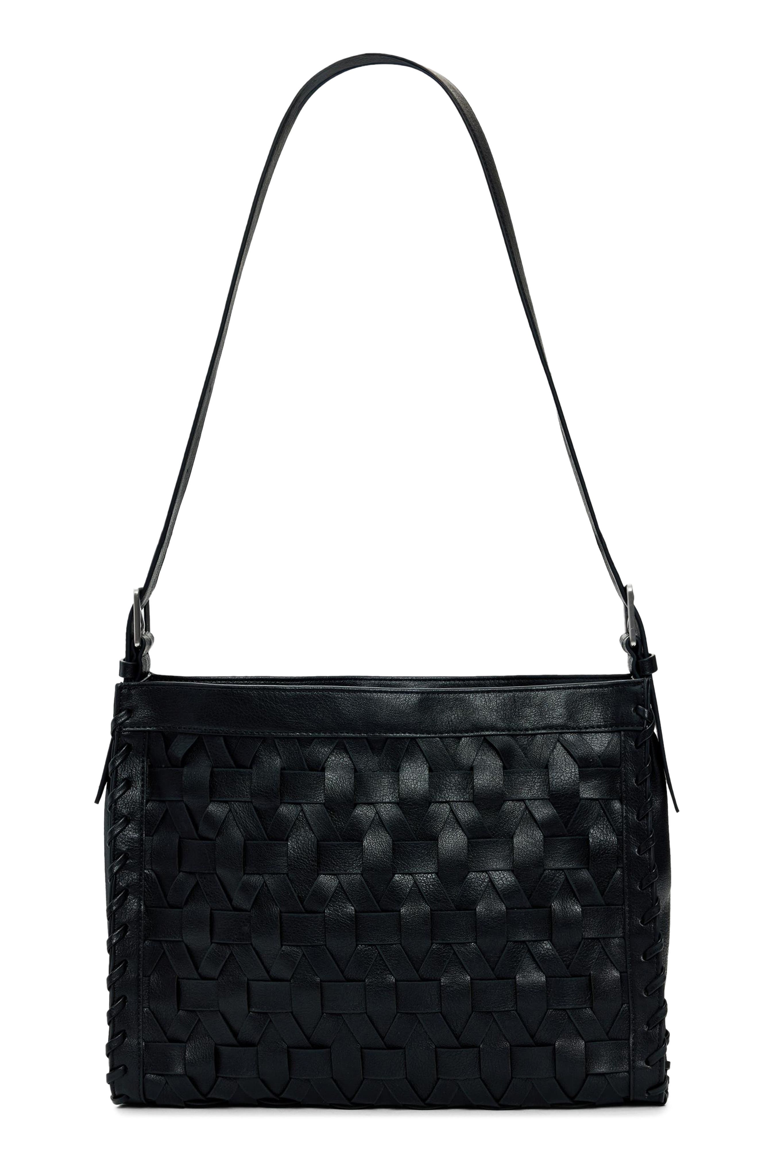 Desigual Woven Faux Leather Shoulder Bag, Alternate, color, Black