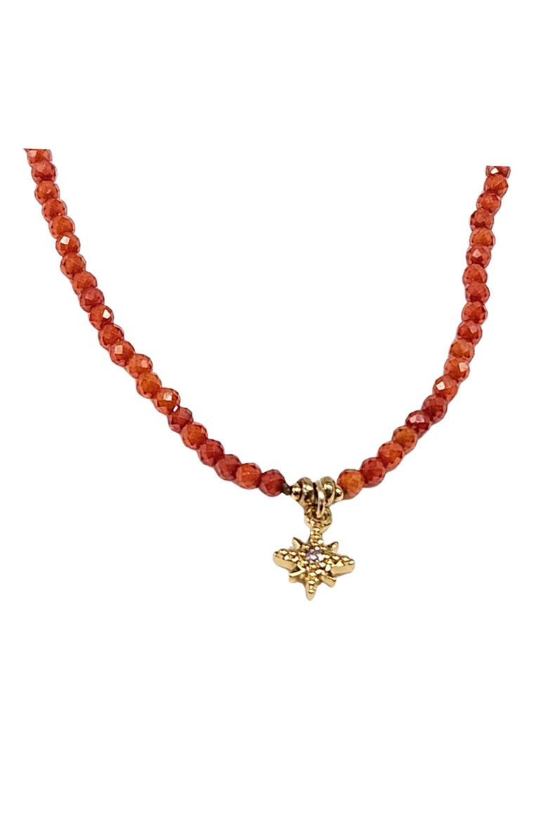 Orange Moissanite Star Necklace, Alternate, color, orange