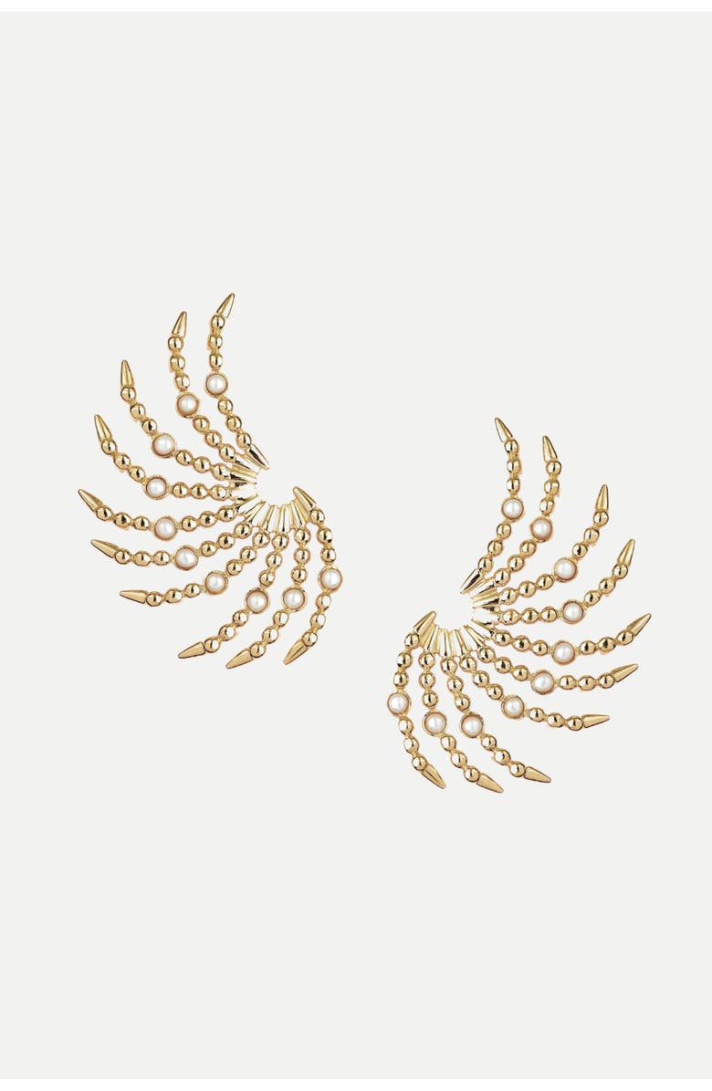Daniela Millan Jewelry Erizo Pearl Earrings, Main, color, Gold