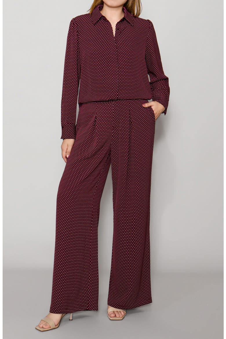 Luxe Crepe Top, Alternate, color, TAWNY PORT DOT