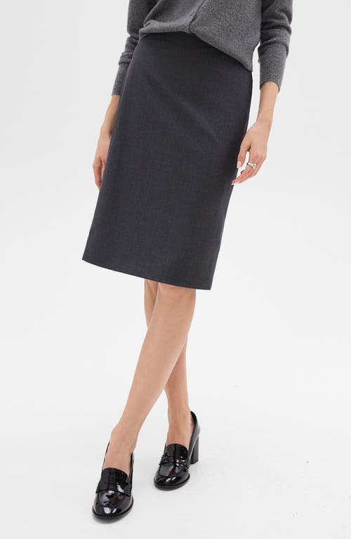 Theory Trace Slim Fit Stretch Wool Skirt In Charcoal Melange
