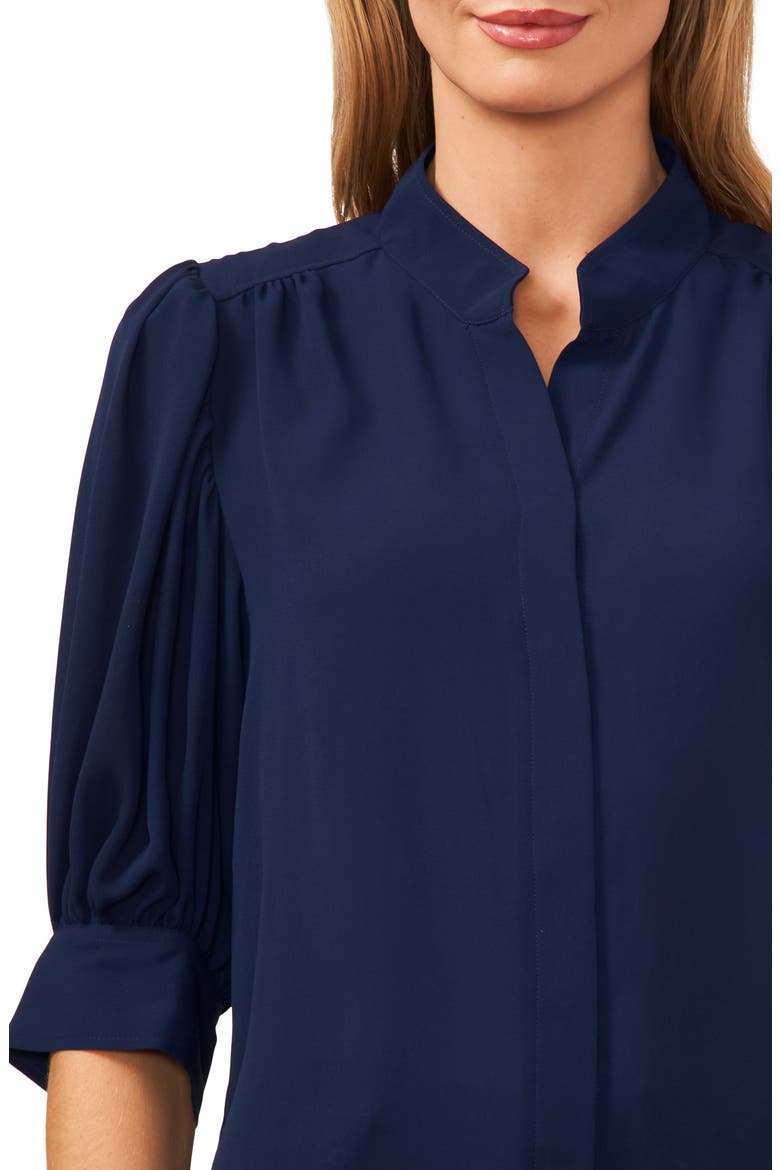 Puff Sleeve Button-Up Shirt, Alternate, color, CLASSIC NAVY