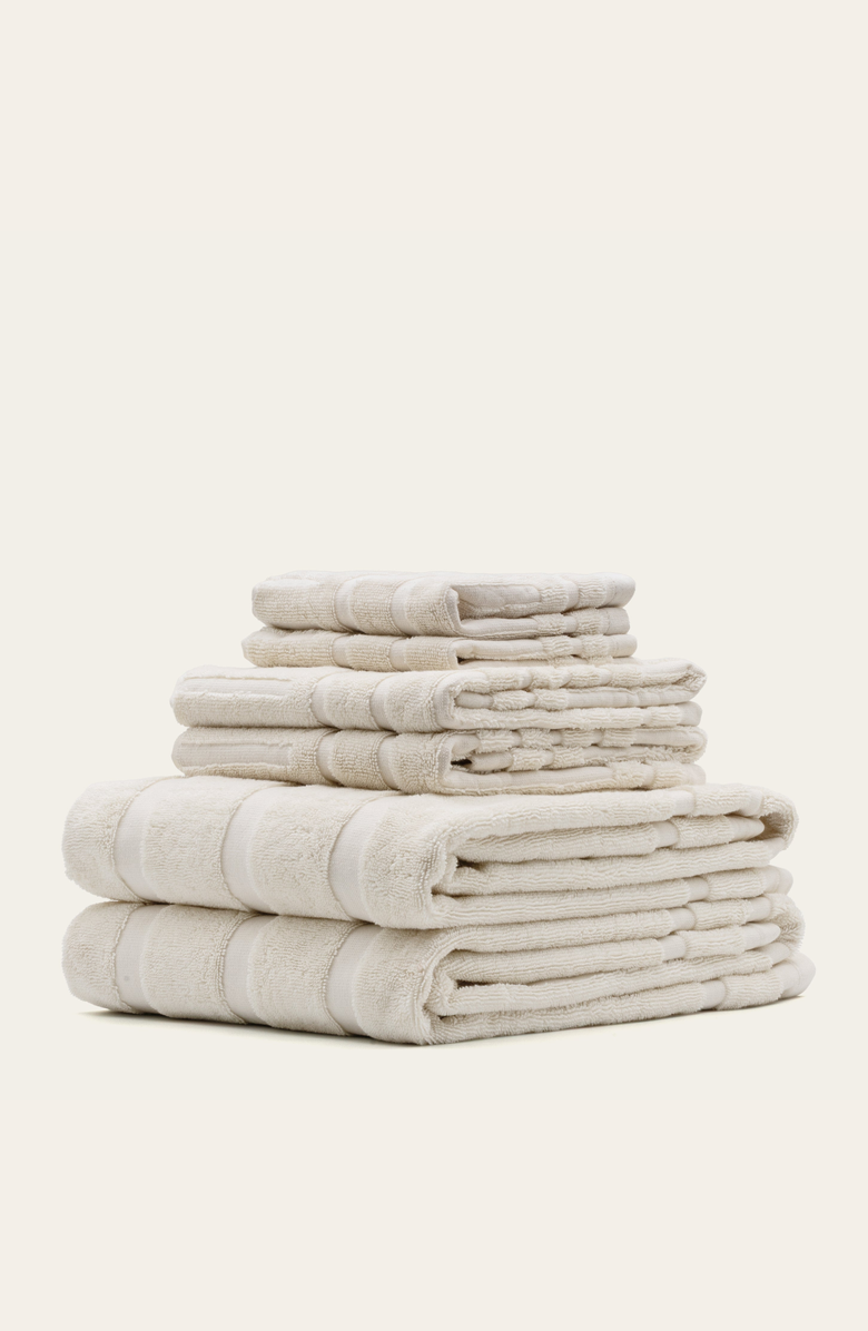 Italic Capri Standard Towel Set, Alternate, color, Ecru
