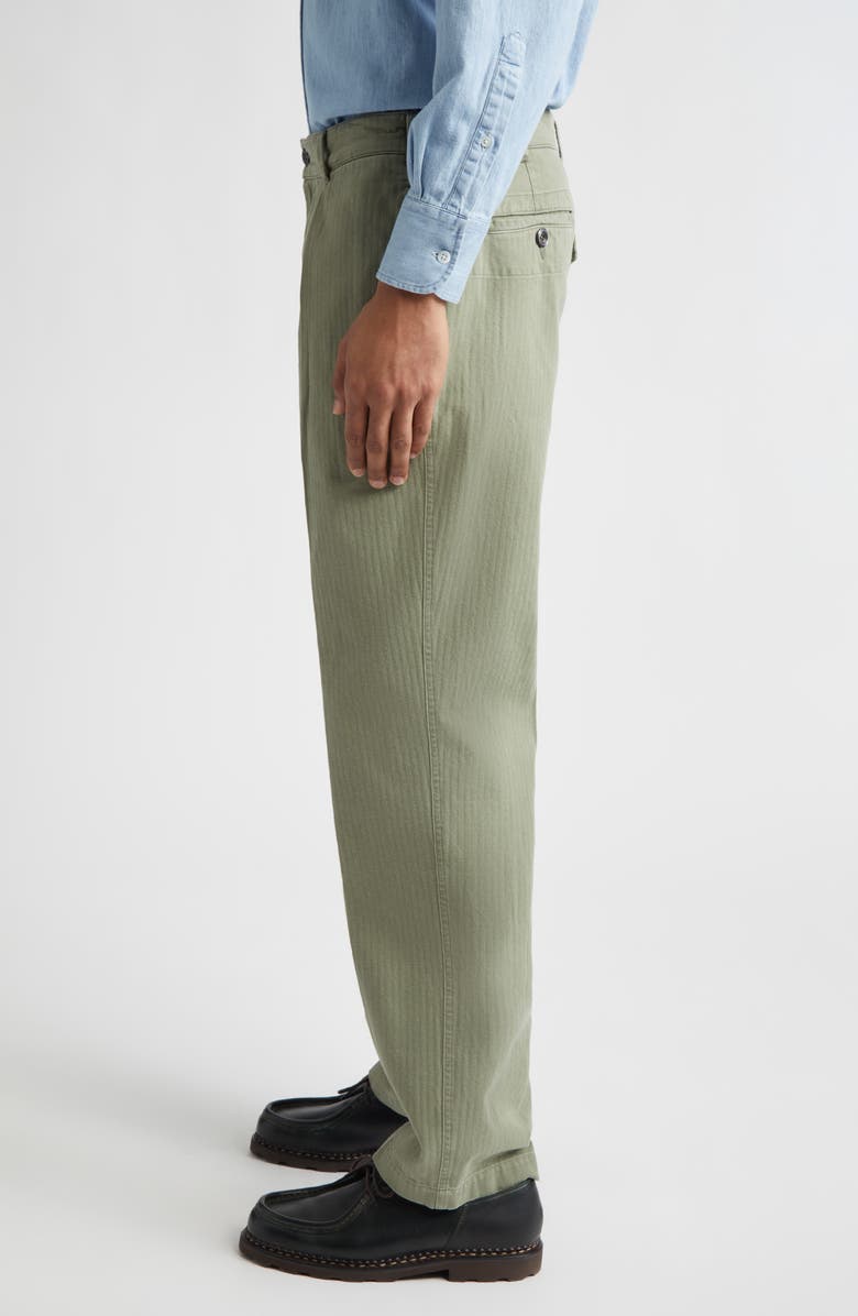 Drake's Games Cotton Herringbone Trousers, Alternate, color, Olive