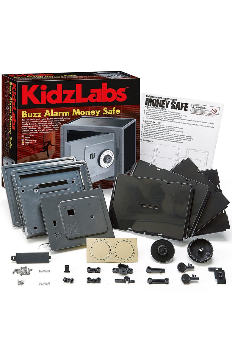 4M KidsLabs, Buzz Alarm Money Safe, DIY Electric Piggy Bank Building Kit, 8+, Alternate, color, Multicolored