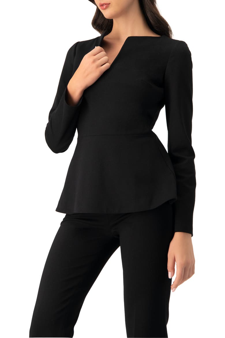 Straight Blouse with Back Zipper, Alternate, color, Black