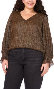 Vince Camuto Metallic V-Neck Top