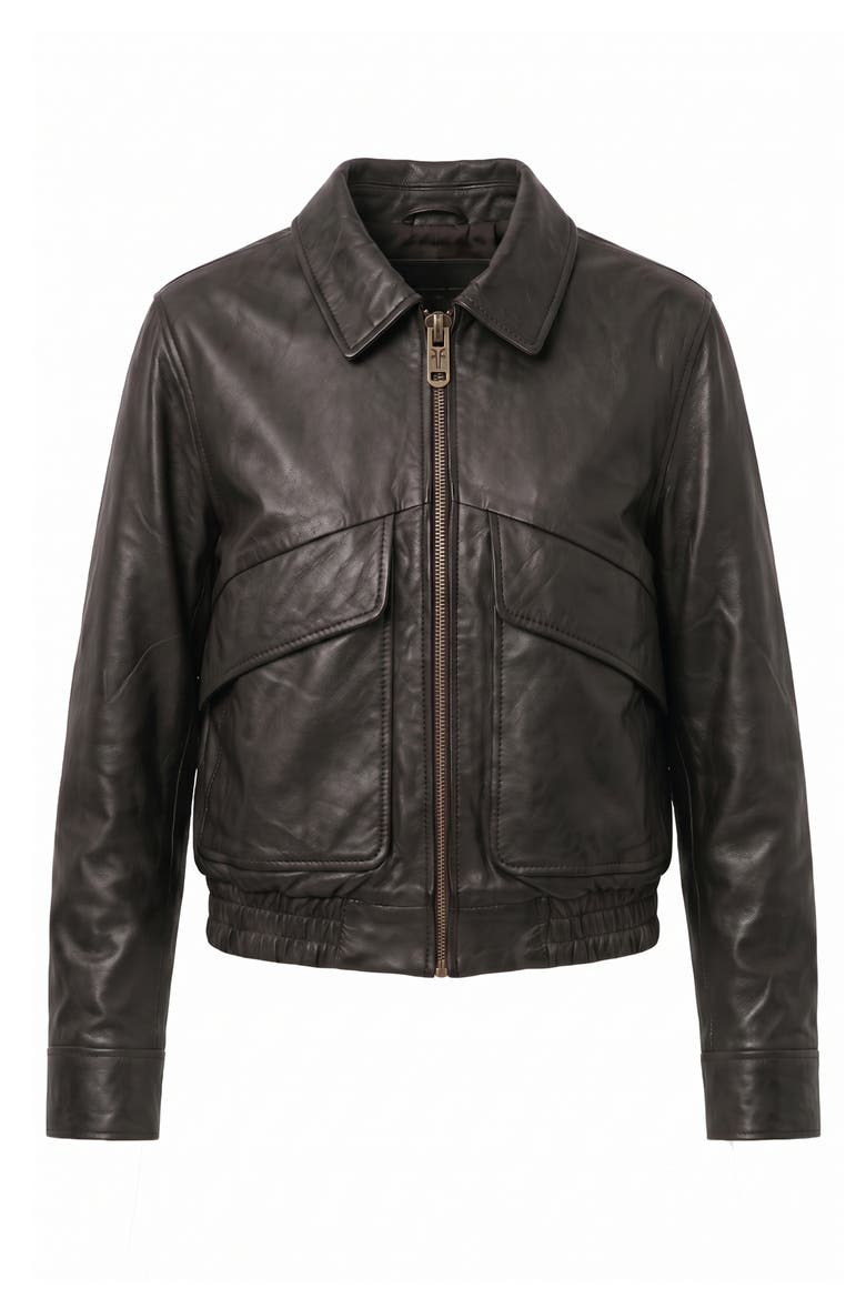 Leather Jacket, Alternate, color, DARK BROWN
