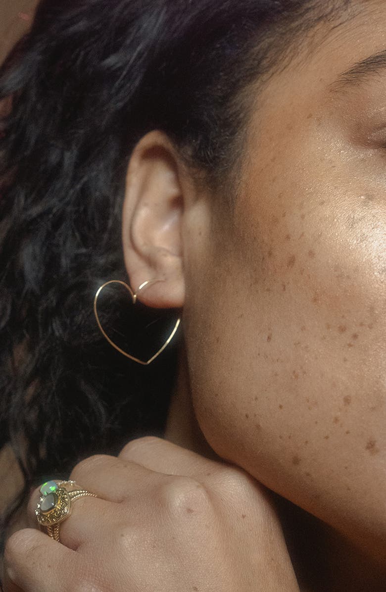 Local Eclectic Solid 9K Gold Heart Hoop Earrings, Alternate, color, Gold