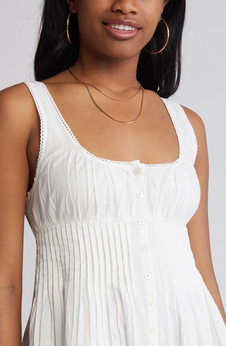 BP. Button Front Cotton Minidress, Alternate, color, White Blanc