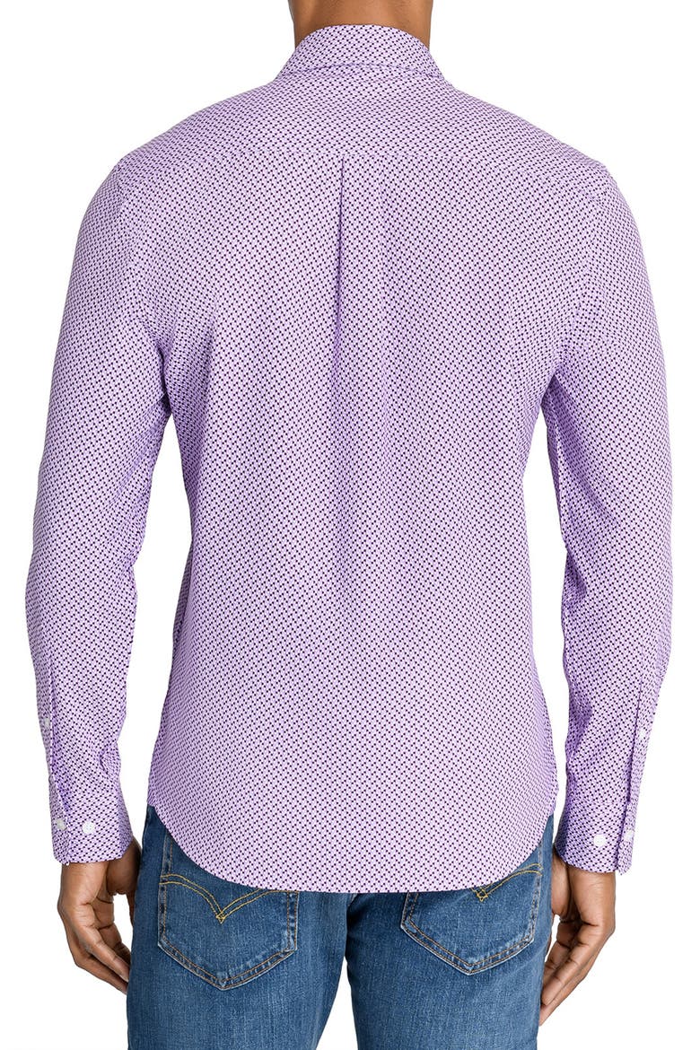 Slim Fit Mosaic Dot Recycled 4-Way Stretch Performance Long Sleeve Shirt, Alternate, color, PURPLE