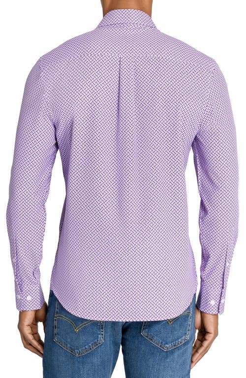 Construct Mosaic Dot Woven Long Sleeve Basic In Purple