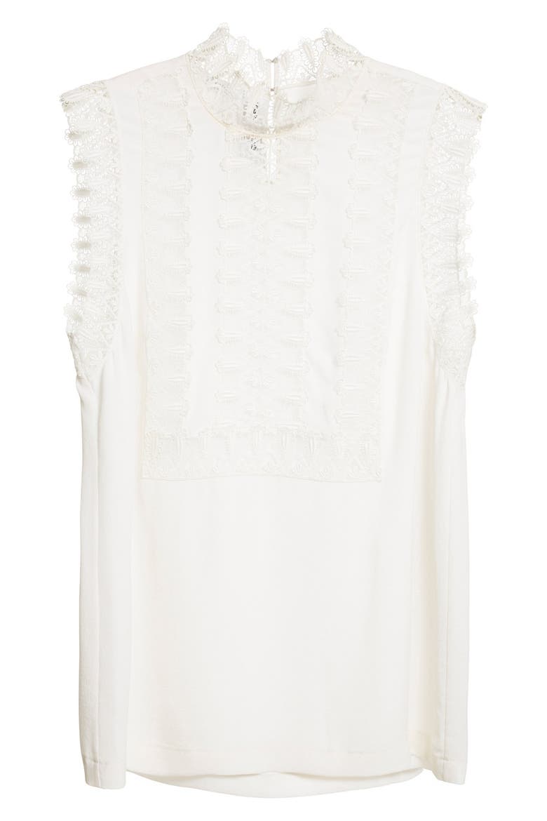 Lace Trim Silk Top, Alternate, color, OPTIC