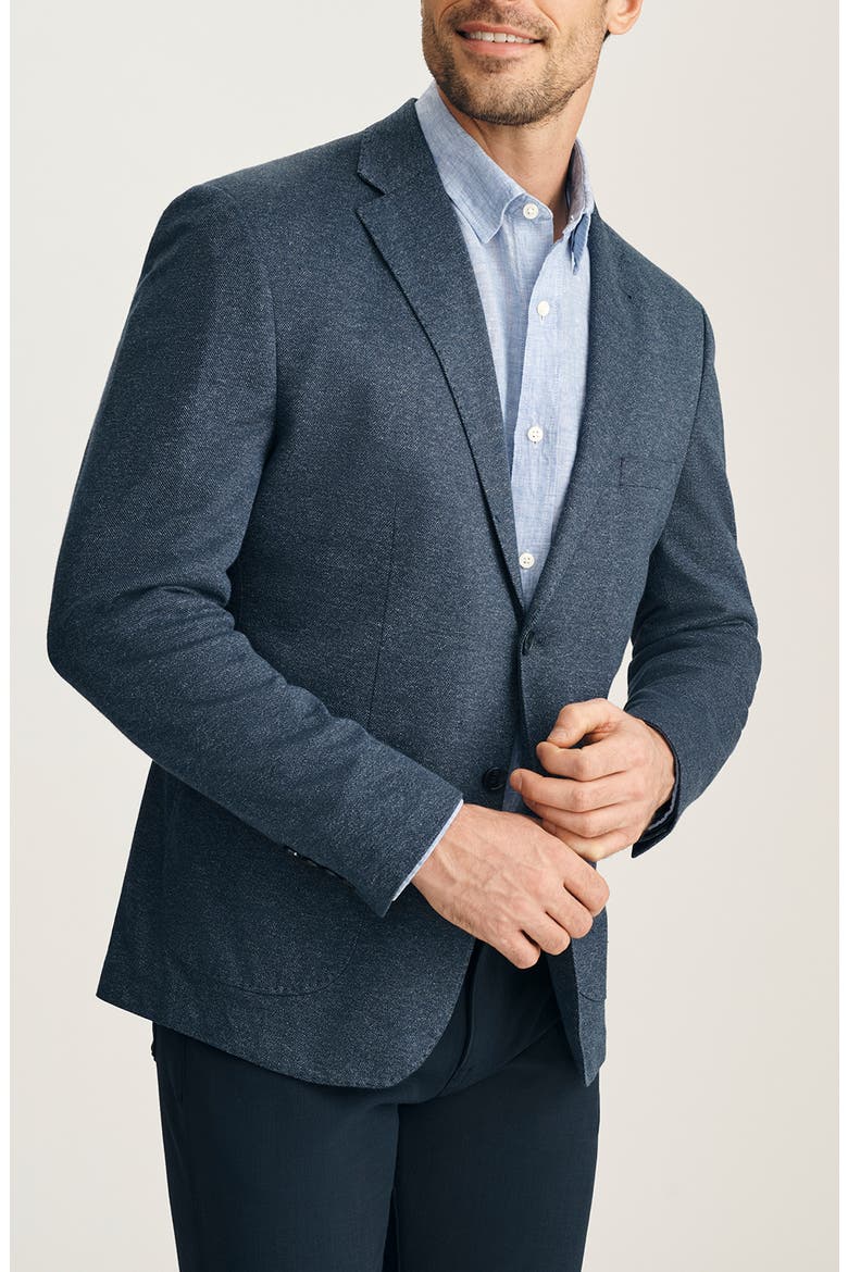 Matteo Slim Fit Navy Mélange Cotton & Linen Piqué Sport Coat, Alternate, color, NAVY