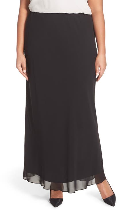 room306♡Chiffon Tuck Maxi Skirt Sinono Womens Chiffon Retro Maxi Skirt Vintage Ankle-Length