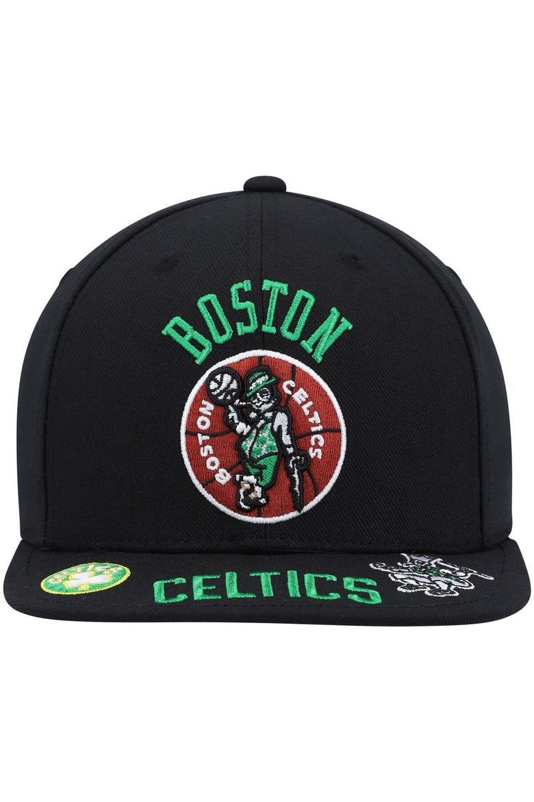 Men's Mitchell & Ness Black Boston Celtics Hardwood Classics Front Loaded Snapback Hat, Alternate, color, Black