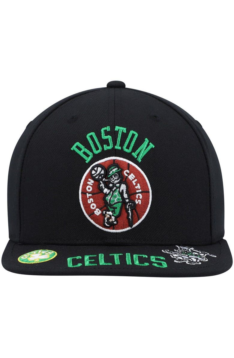 Mitchell & Ness Men's Mitchell & Ness Black Boston Celtics Hardwood Classics Front Loaded Snapback Hat, Alternate, color, 
