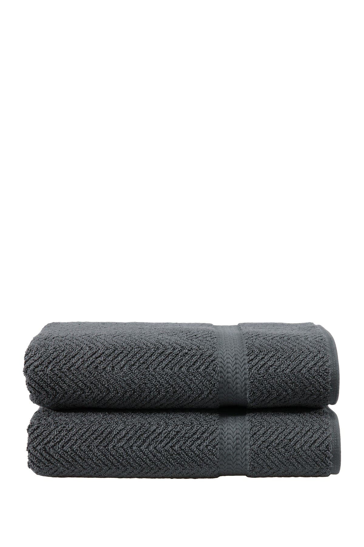 Linum Home Textiles Grey Herringbone Bath Towels - Set of 2