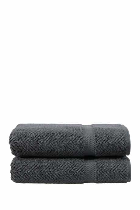 Linum Home Textiles Grey Herringbone Bath Towels - Set of 2