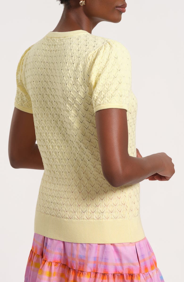 Isaac Mizrahi New York Cotton Blend Pointelle Sweater, Alternate, color, Butter