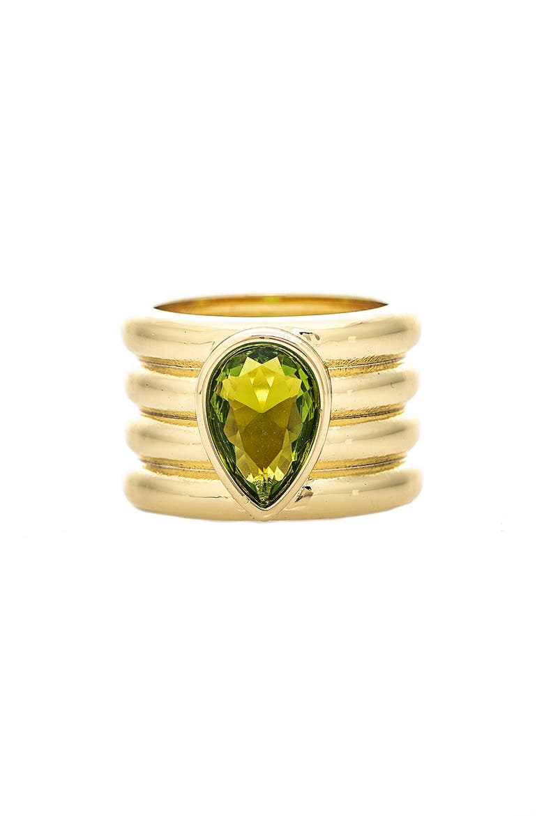 Pear Cubic Zirconia Multi Band Ring, Main, color, PERIDOT