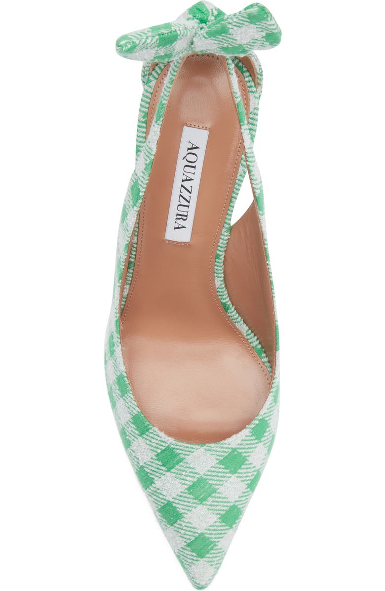 Aquazzura Gingham Bow Tie Pointed Toe Pump, Alternate, color, Palm Green