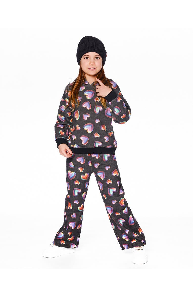 Deux par Deux Fleece Hoodie, Main, color, Black And Multicolor