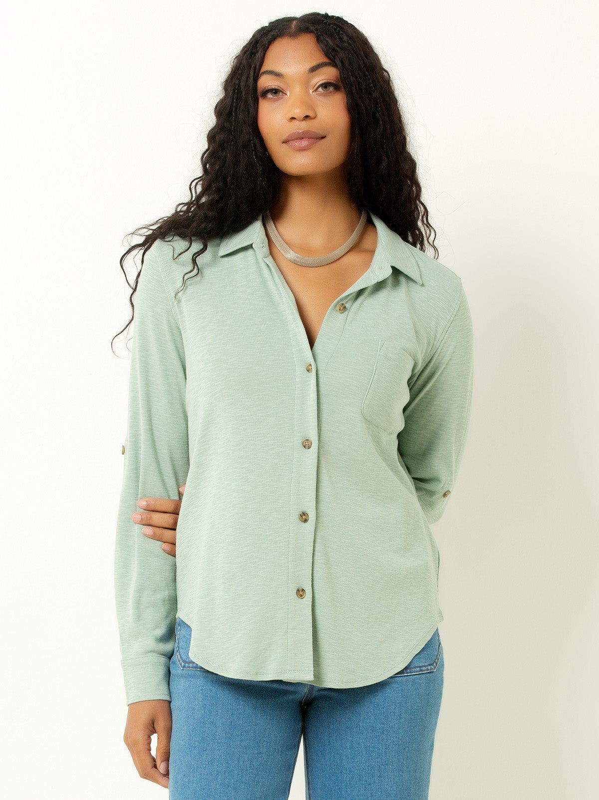 Knit Button-Up Shirt - image 3