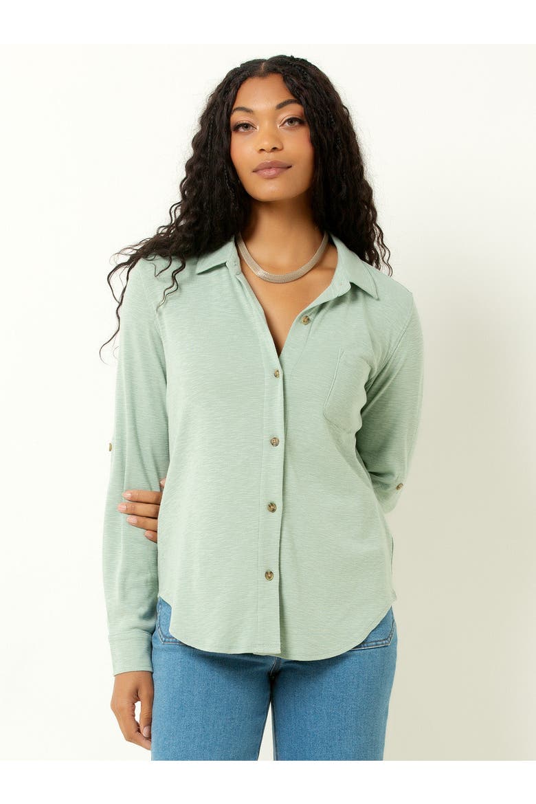 Knit Button-Up Shirt, Main, color, Mint Green