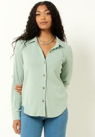Single Stitch Knit Button-Up Shirt