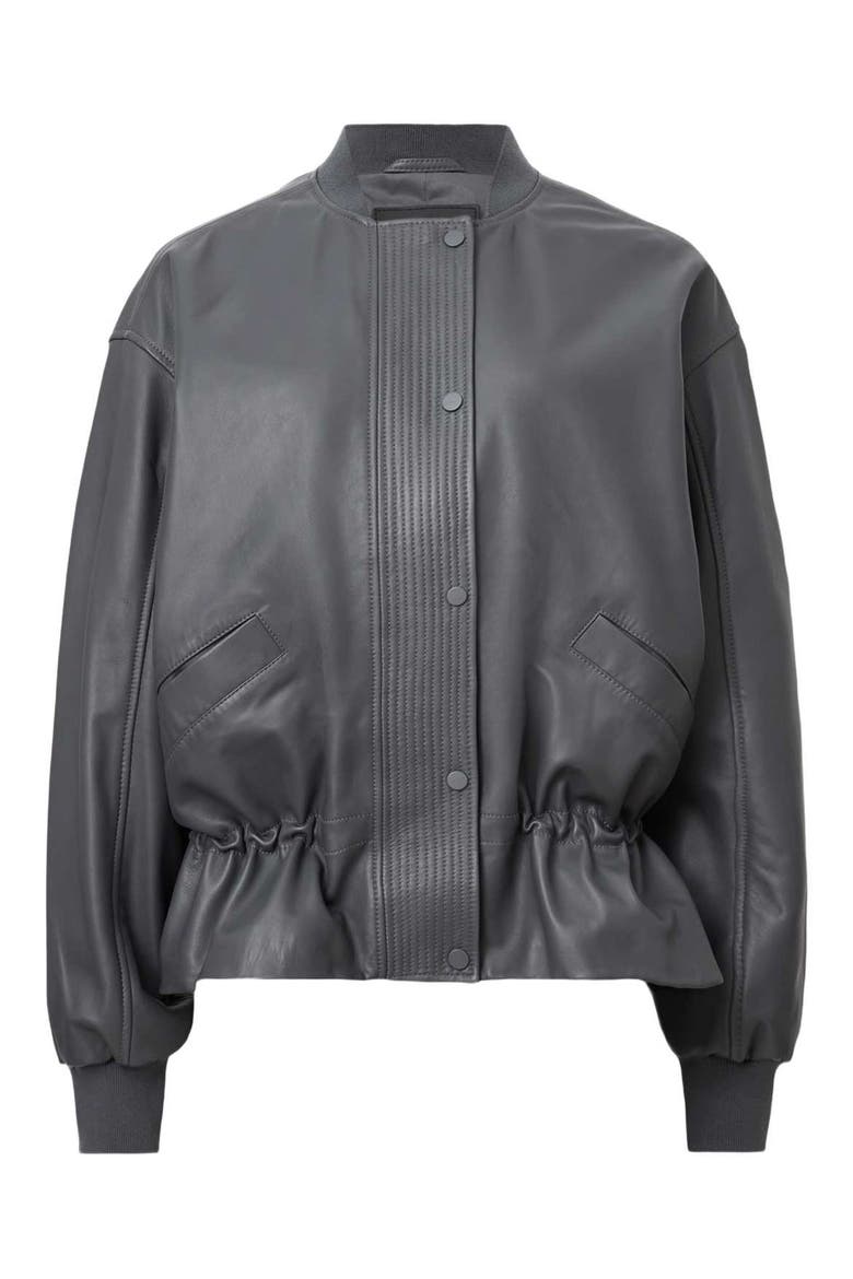 Sofi Leather Bomber Jacket, Alternate, color, GRAPHITE BLUE