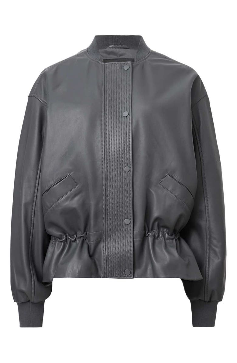 AllSaints Sofi Leather Bomber Jacket, Alternate, color, Graphite Blue
