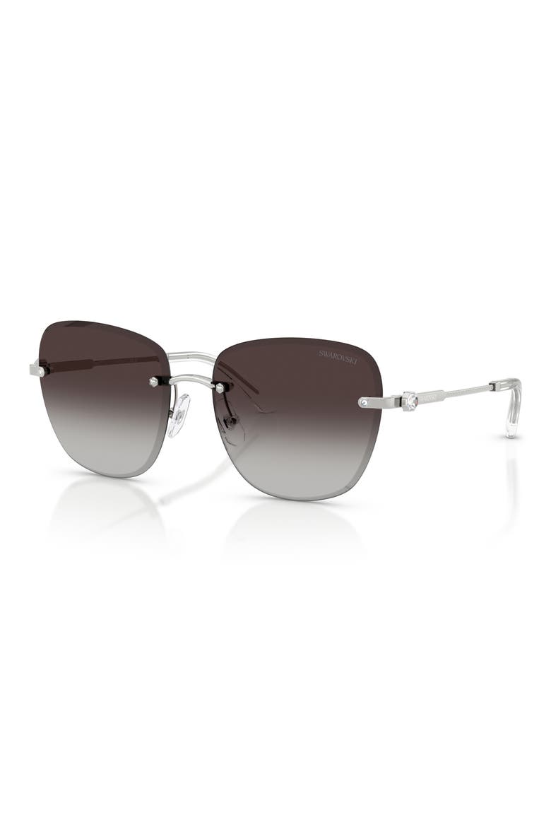 58mm Gradient Square Sunglasses, Alternate, color, SILVER / GRADIENT GREY