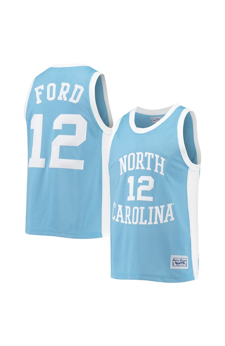 Retro Brand Men's Original Retro Brand Phil Ford Carolina Blue North Carolina Tar Heels Commemorative Classic Basketball Jersey, Main, color, 