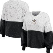 WEAR by Erin Andrews Women's WEAR by Erin Andrews White/Black New Orleans Saints Lighweight Modest Crop Color-Block Pullover Sweater