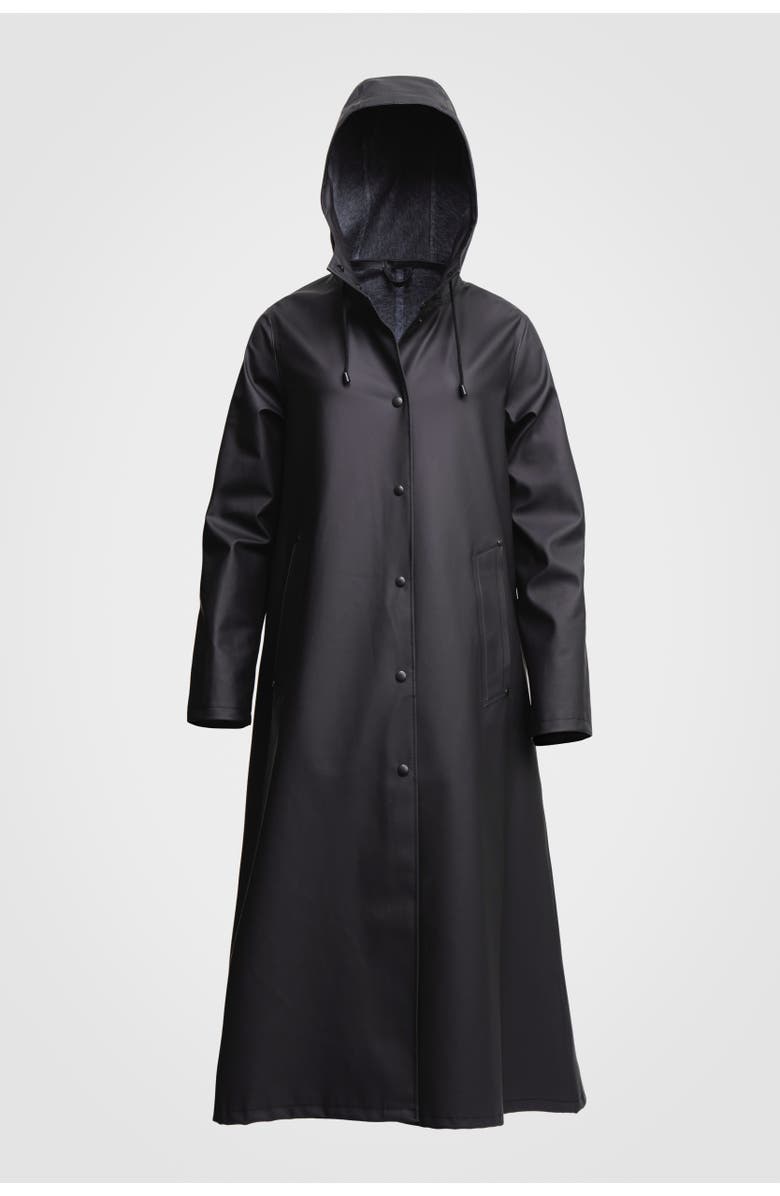 Stutterheim Mosebacke Long Raincoat, Alternate, color, Black