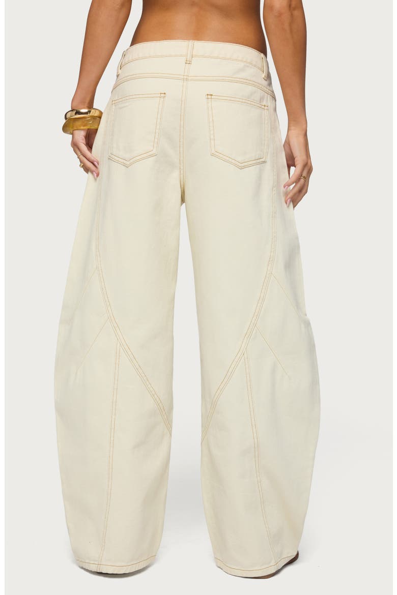 Gili Contrast Stitch Low Rise Pants, Alternate, color, OFF-WHITE