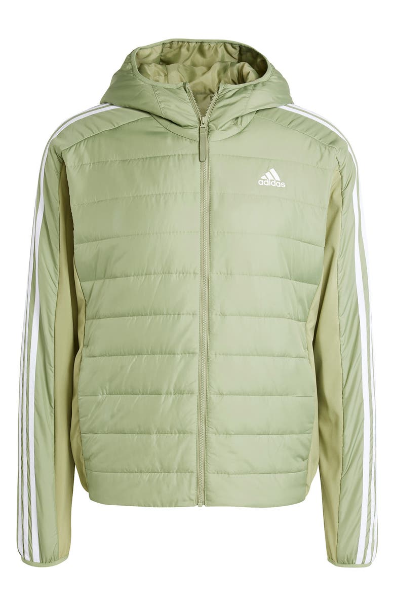adidas Essentials 3-Stripes Insulated Hooded Hybrid Jacket, Alternate, color, 