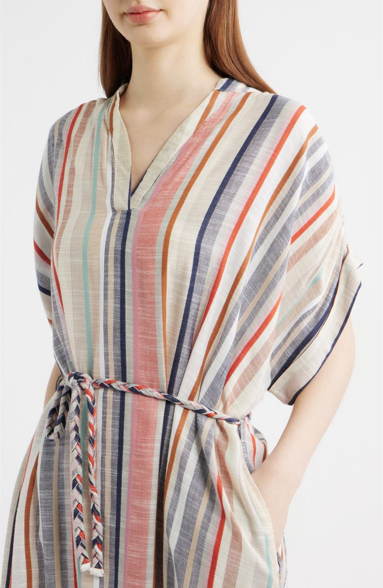 FRNCH Belted Stripe Maxi Dress, Alternate, color, Bleu Jean