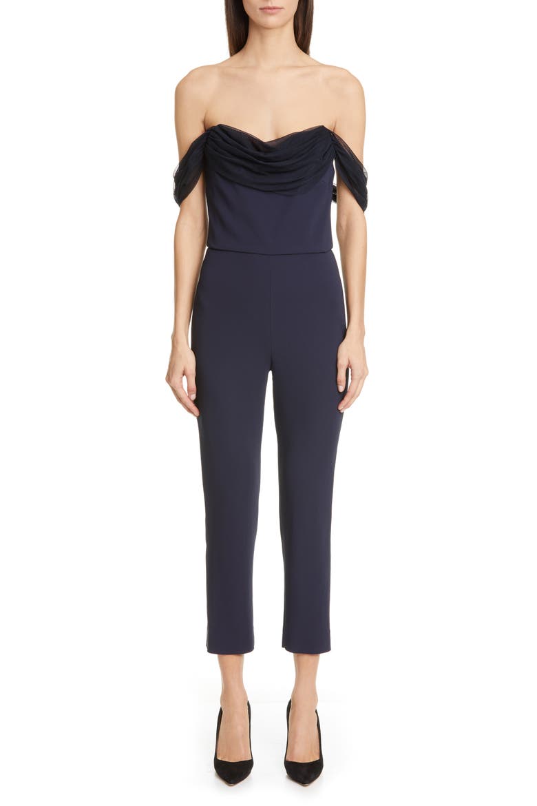 Strapless Skinny Crop Jumpsuit, Main, color, NAVY