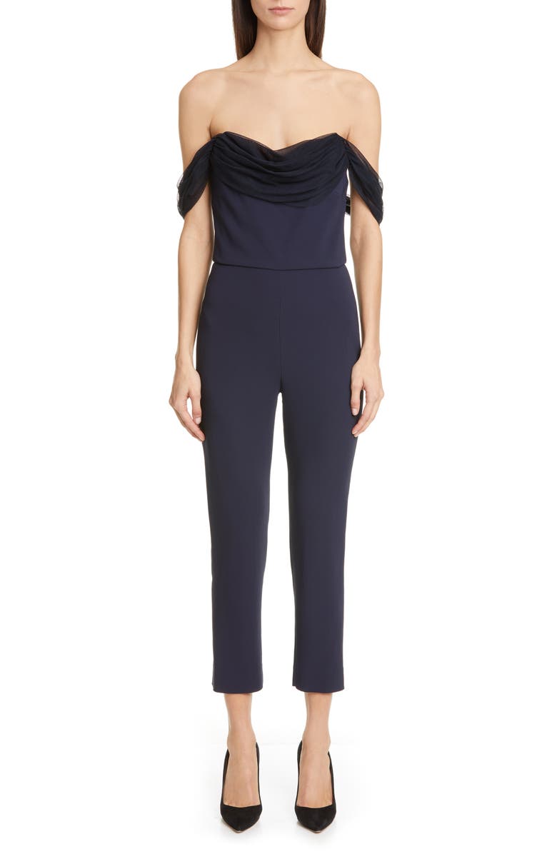 CUSHNIE Strapless Skinny Crop Jumpsuit, Main, color, 