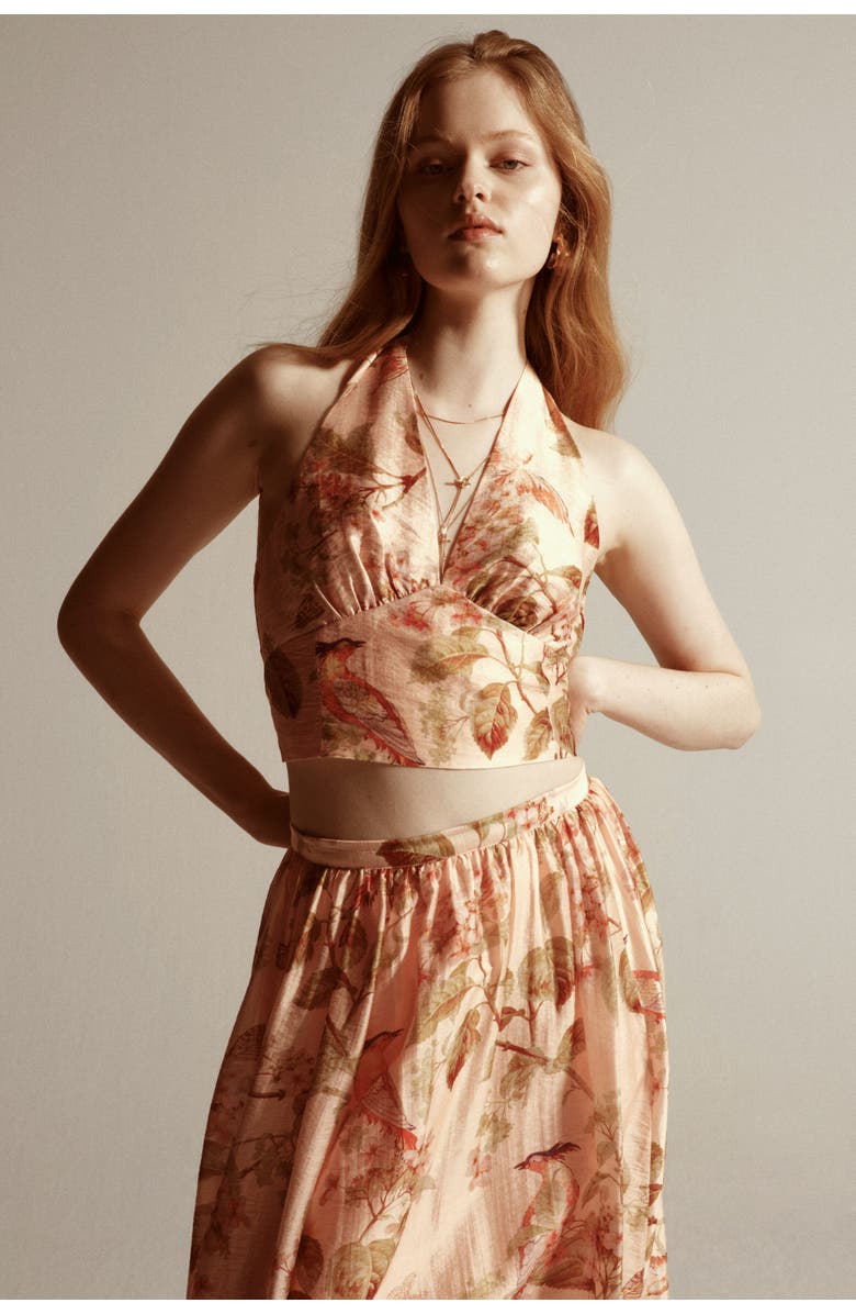 H&M Printed Halterneck Top, Alternate, color, Light Pink/Floral