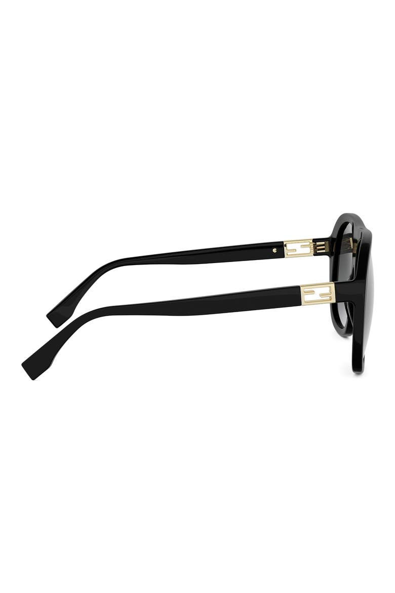 Baguette 57mm Gradient Square Sunglasses, Alternate, color, SHINY BLACK / GRADIENT SMOKE