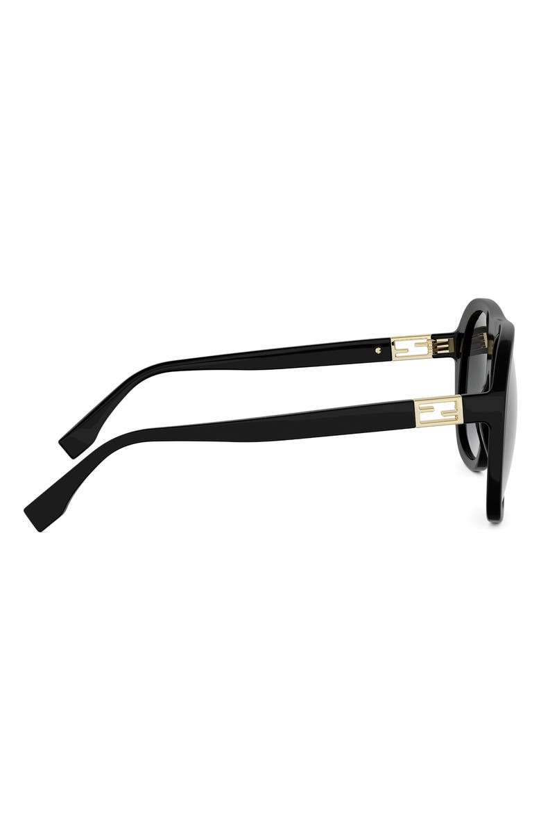 Fendi Baguette 57mm Gradient Square Sunglasses, Alternate, color, Shiny Black / Gradient Smoke