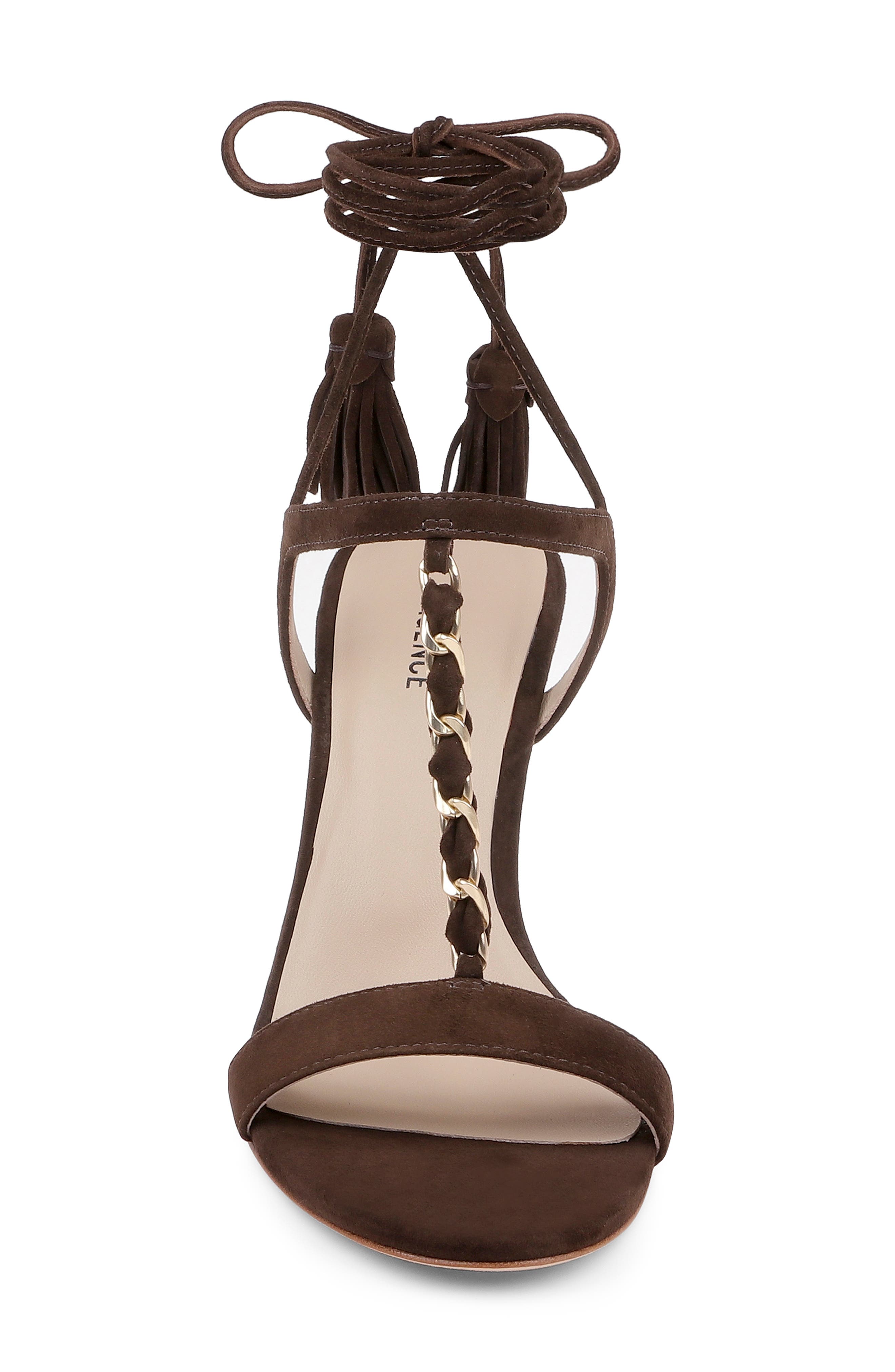 Bond Lace-Up Leather Sandal, Alternate, color, DARK BROWN SUEDE