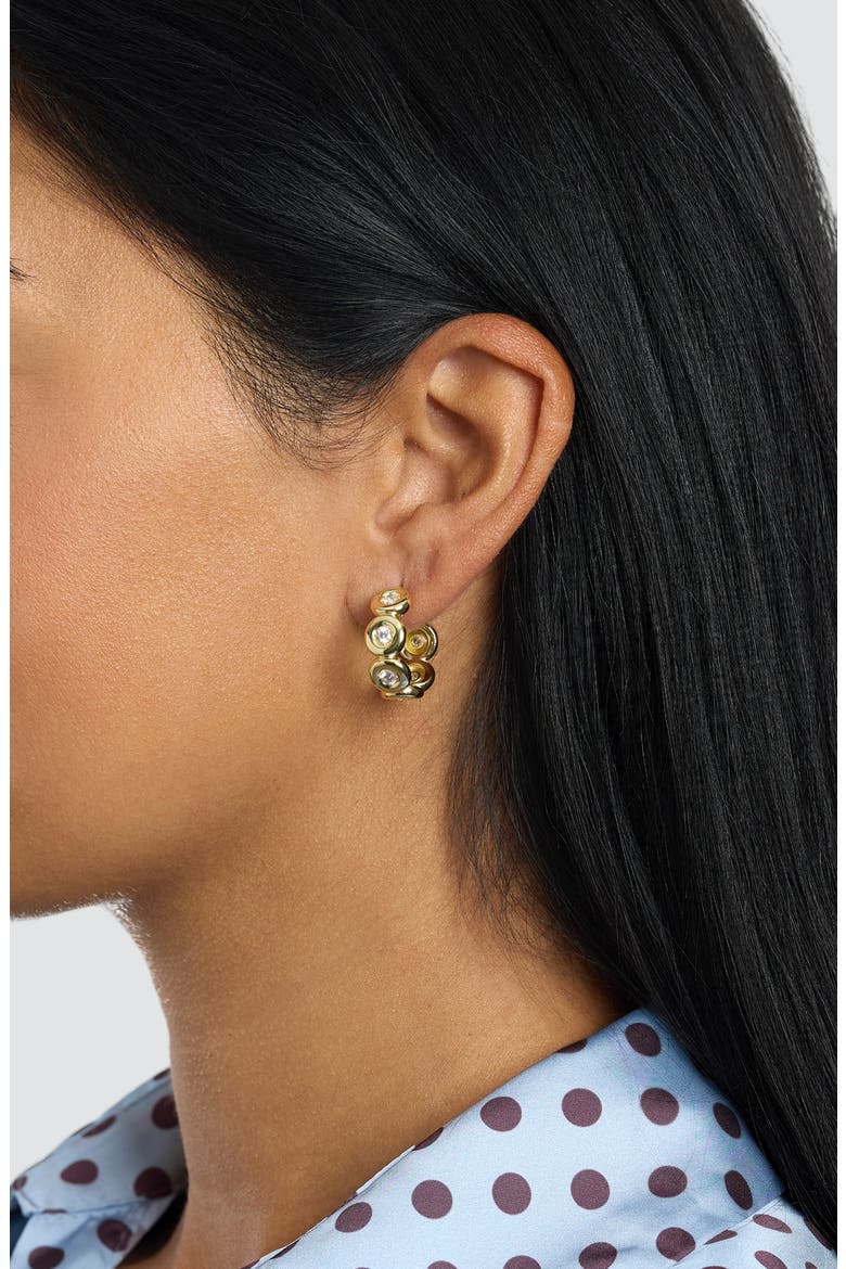 Cubic Zirconia Bubble Hoop Earrings, Alternate, color, GOLD