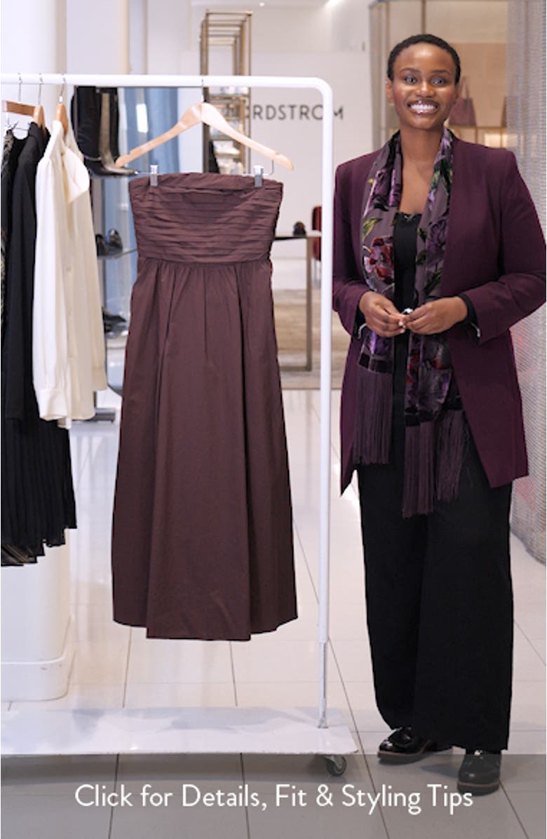 Siara Strapless Ruched Midi Dress, sales video thumbnail